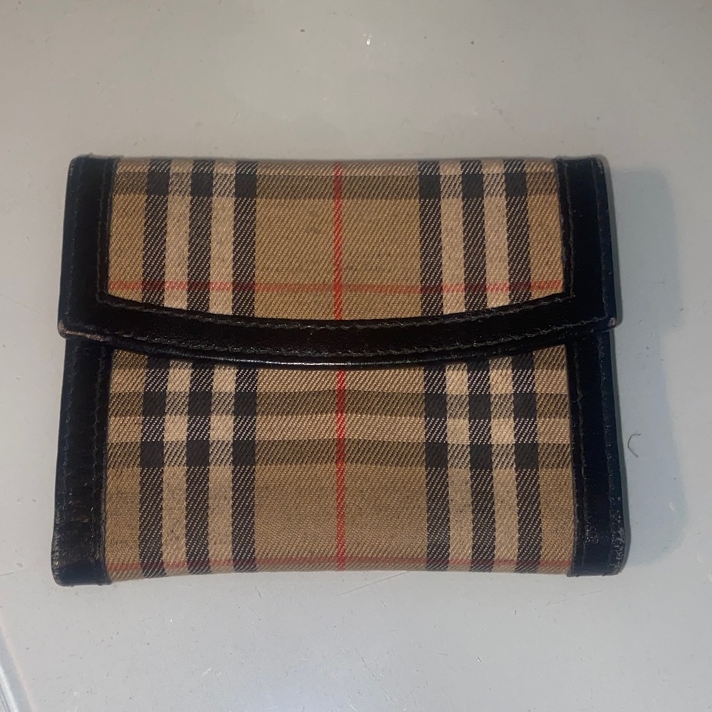 Burberrys Tan and Black Checkered Wallet